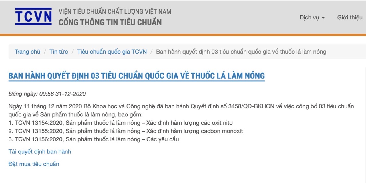 3 tiêu chuẩn quốc gia về TLLN do Bộ Khoa học – Công nghệ nghiên cứu. Nguồn: VSQI.